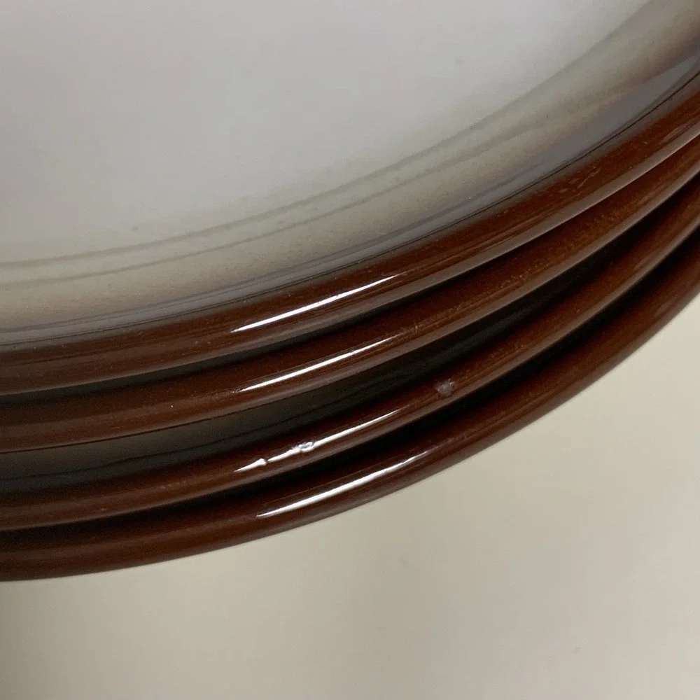 4 Wallace China Brown Airbrush Rim Bread Plates L.A, Calif Vtg Restaurant Ware